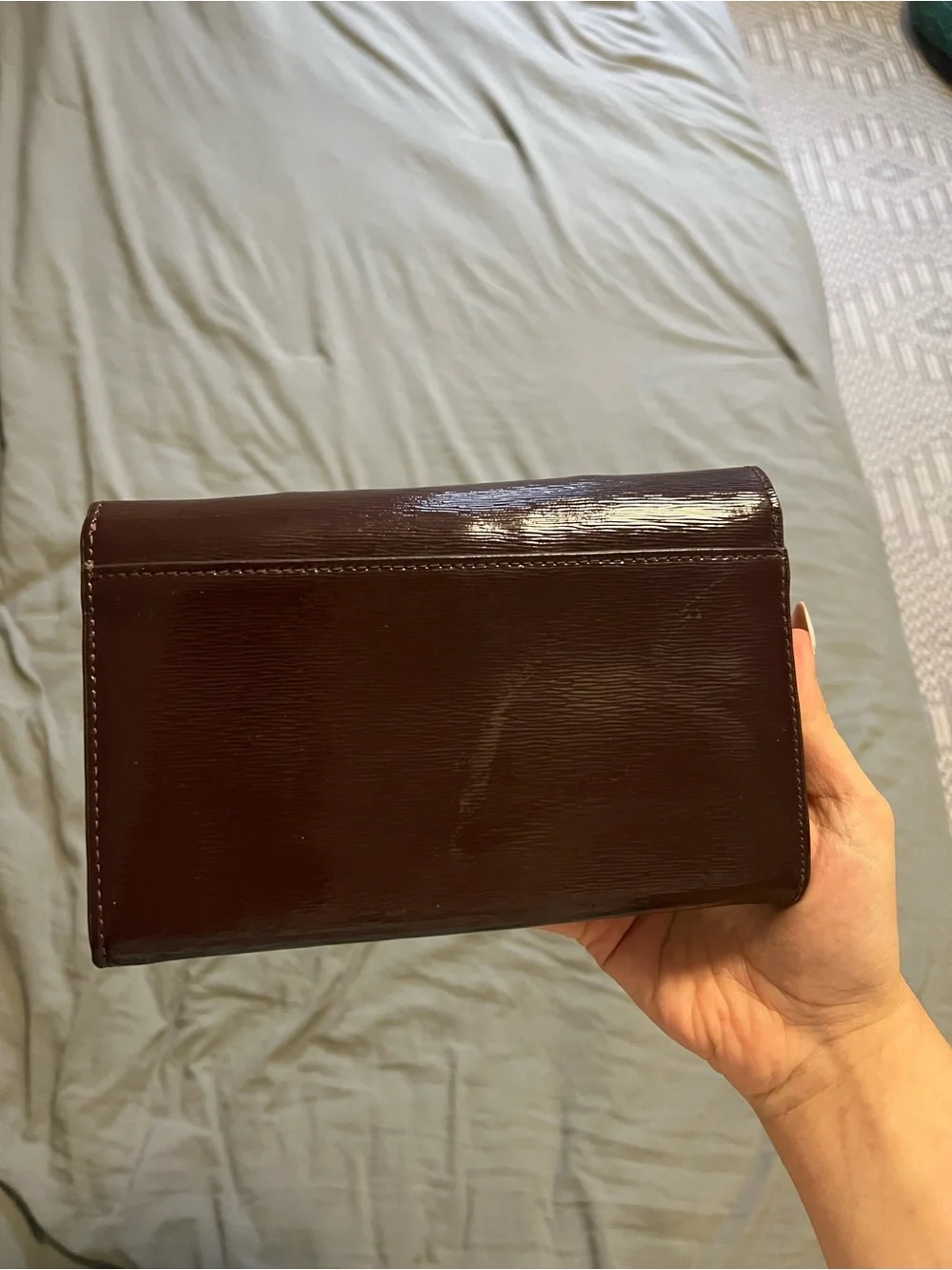 Kate Spade Burgundy Patent Textured Leather Wallet Clutch